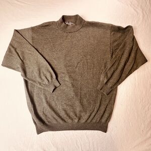 Brandini Made In Italy Merino Wool Mens L Mock Neck Sweater Green